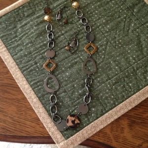 Long chain necklace with matching earrings