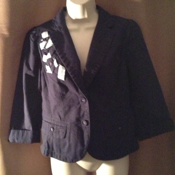 Ann Taylor Loft spring navy blue nautical jacket