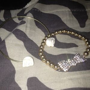 Gold Skull Bangle & Bow Bracelets :)