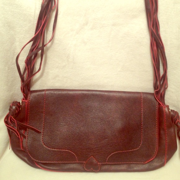 Moschino distressed red handbag