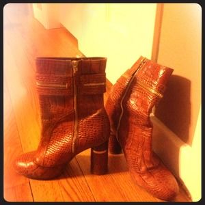 Bebe faux croc boots with round heel size 7 1/2