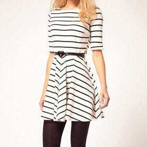 striped black and white dress