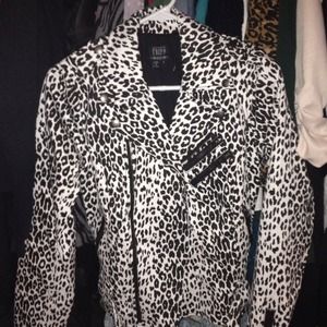 Tripp NYC Moto Jacket Black &White Leopard Print