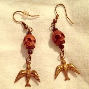 Skull & bird ear wires