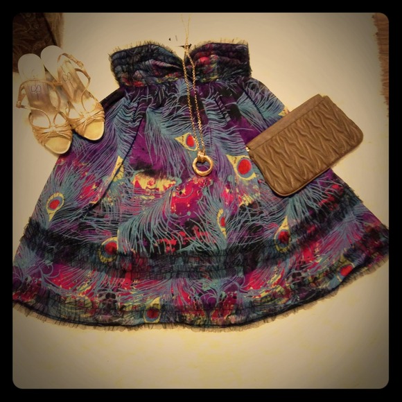 Steve Madden peacock print empire waist/tent dress