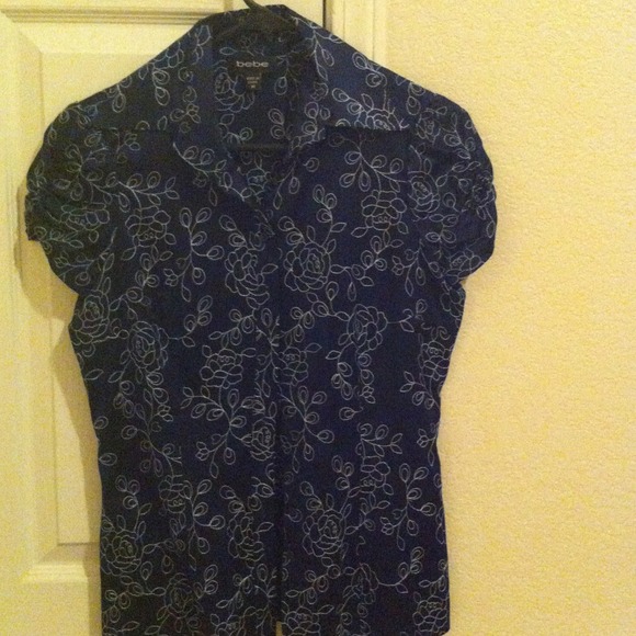 Blue silk Bebe shirt:) ❌sold