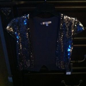 Dark grey sequence blazer.