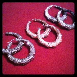 Rhinestone hoop earrings 