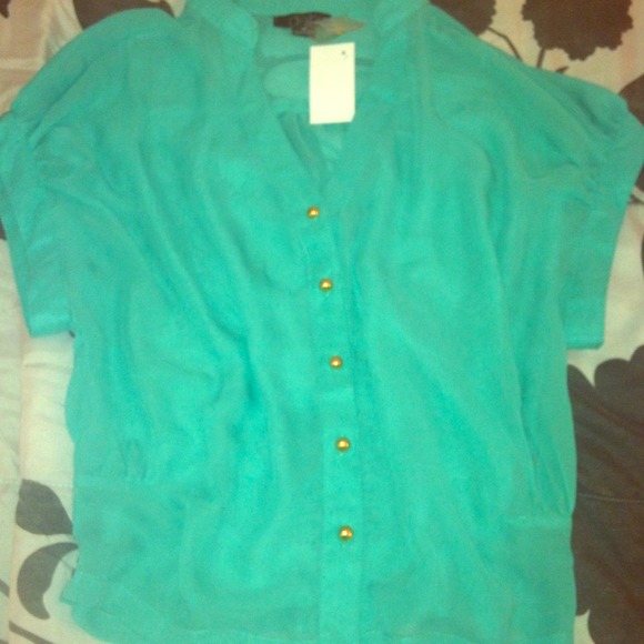 Teal Button Blouse - Picture 1 of 1