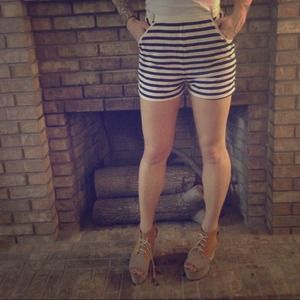 High waisted striped shorts.