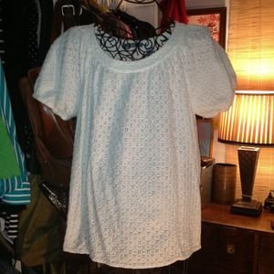 Liz Claiborne White Short Sleeve 100% Cotton Top