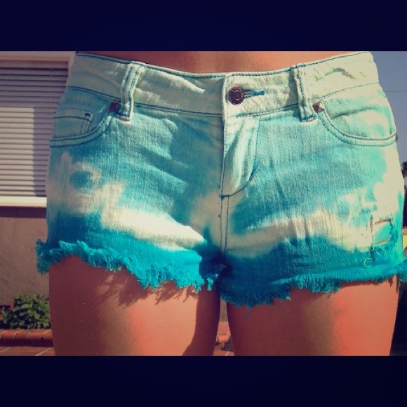 RESERVED Turquoise Dip Dyed Shorts