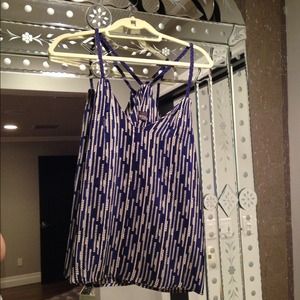 Myne navy and cream silk tank top