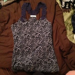 Sleeveless navy and gray top
