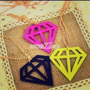 **Large Neon Color Diamond Cut Out Necklace**