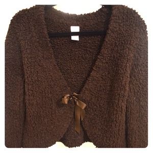 Furry Brown Jacket w/ silk ribbon detail