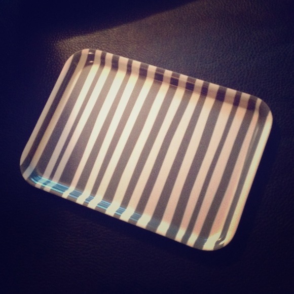 IKEA gray and white striped tray
