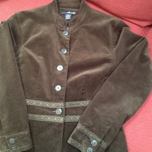 Dark olive green blazer with lace detail