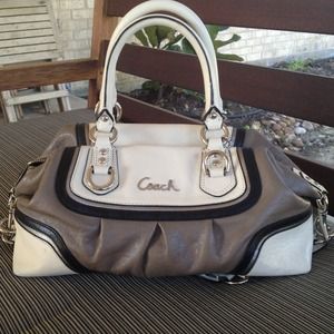 Authentic COACH gray and black leather purse