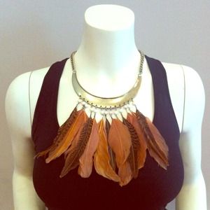 express brass feather necklace