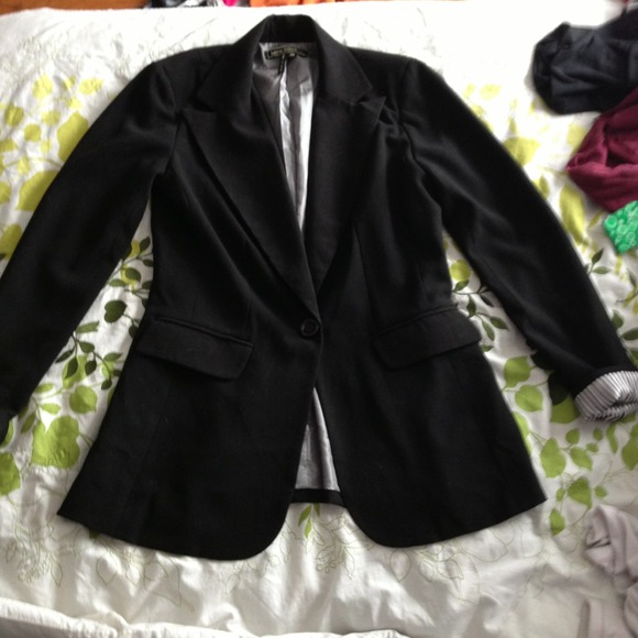 Silver silk lined black blazer