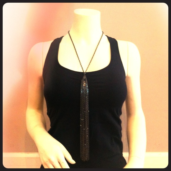 express gunmetal long chain necklace