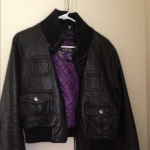 Knoles & Carter Leather Bomber Jacket - XL