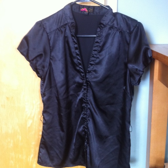 Black silky dress top