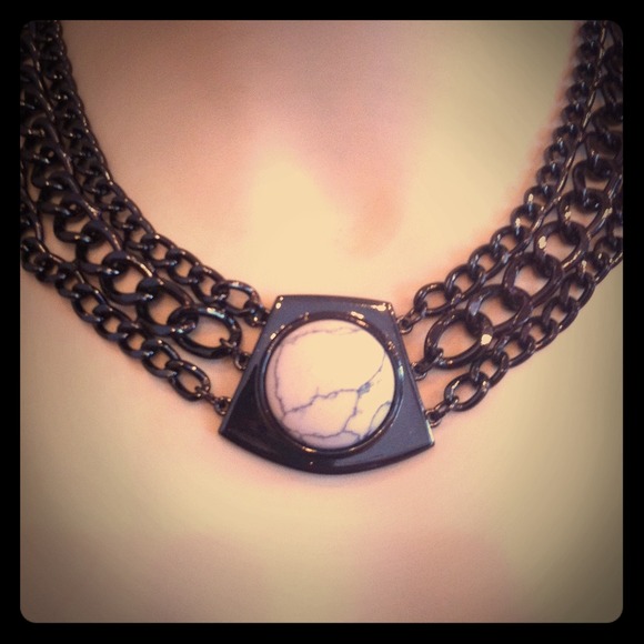 express gunmetal pendant necklace
