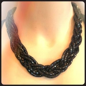 express gunmetal braided necklace