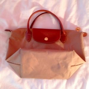 Authentic tan Lonchamp mini le pliage bag