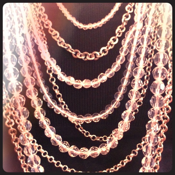 express silver and clear beaded necklace