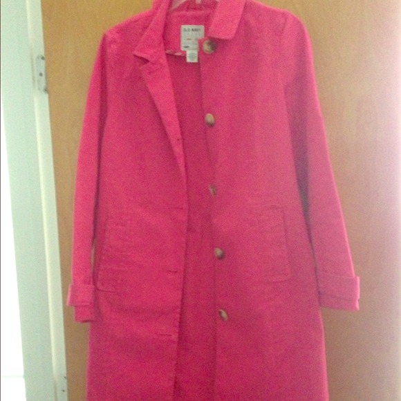 Pink trench coat..