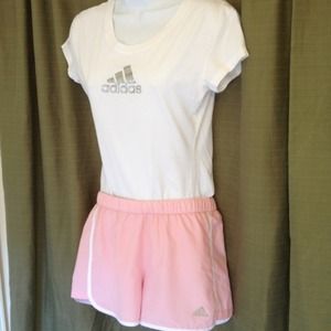 Adidas Pink running shorts.