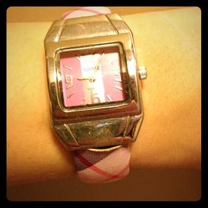 Pink & black plaid Suisse watch. Fashion piece