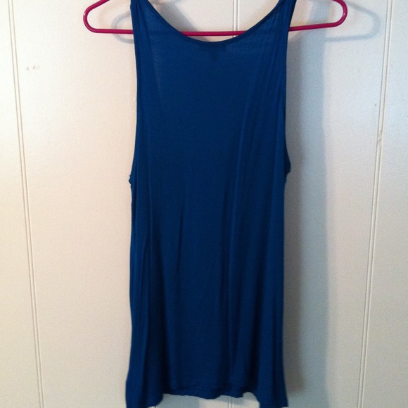 Express jewel tone blue ruffle tank top L - Picture 4 of 4