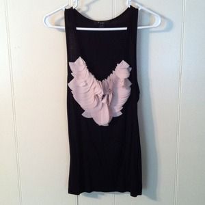 Forever 21 black and blush ruffle tank L