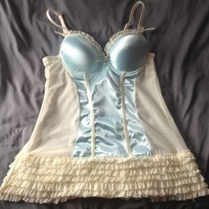 Blue and cream lingerie babydoll
