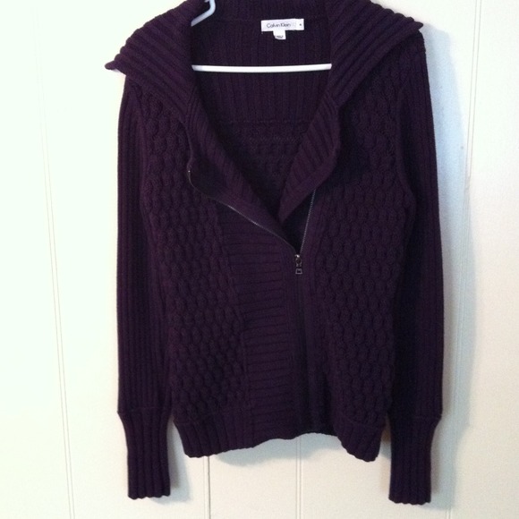 Calvin Klein purple zip up sweater - Picture 1 of 4