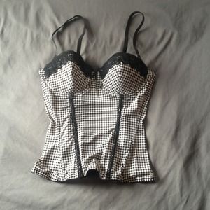 Black and white checkered bustier top