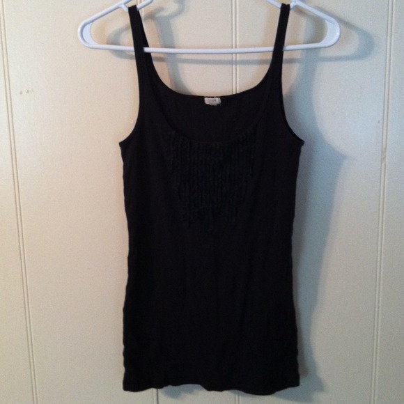 SOLD!! J. Crew Factory ruffle black tank M - Picture 2 of 2