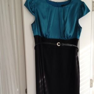 Black and teal/blue/ greenish silk top