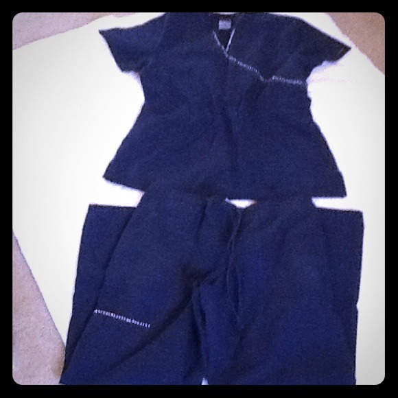Navy blue scrubs with rhinestones