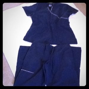 Navy blue scrubs with rhinestones