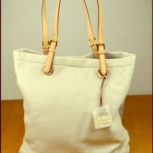 Michael Kors white soft leather tote.