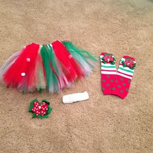 Handmade Newborn Christmas tutu set.