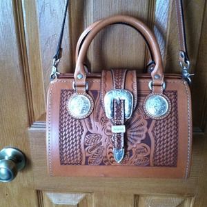 Hand tooled western doctors bag