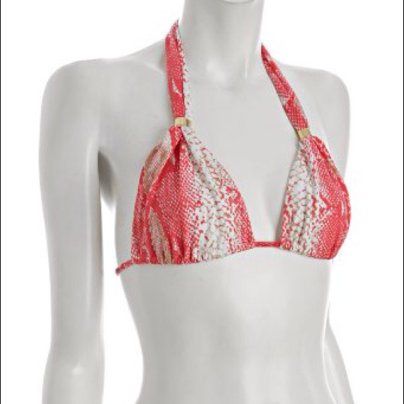 Vix Peach Snake print Bikini Set