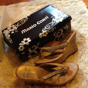 Mario Corti embellished wedge sandals