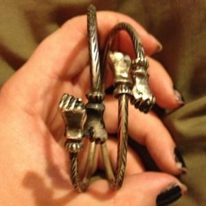 pair of vintage fist real silver bangles